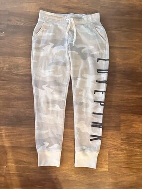 PINK Victoria's Secret Kids Light Gray Camo Joggers